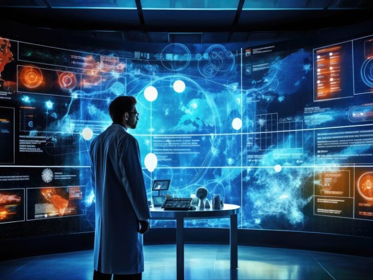 An office environment where a security analyst reviews user activity on multiple monitors while employees work in the background, illustrating the hidden risk of insider threats within normal business operations.