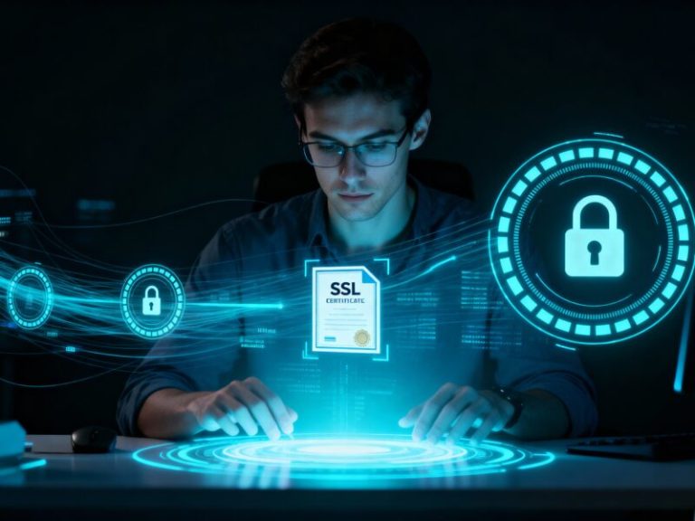 An IT security team reviewing system configurations, endpoint policies, and network controls on a large operations dashboard in a modern corporate office.
